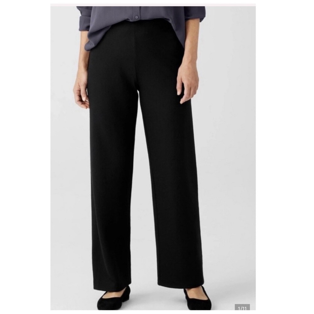 Jil Sander Wool Blend Wide Leg Knit Pants Women's 12 Black Quiet Luxury